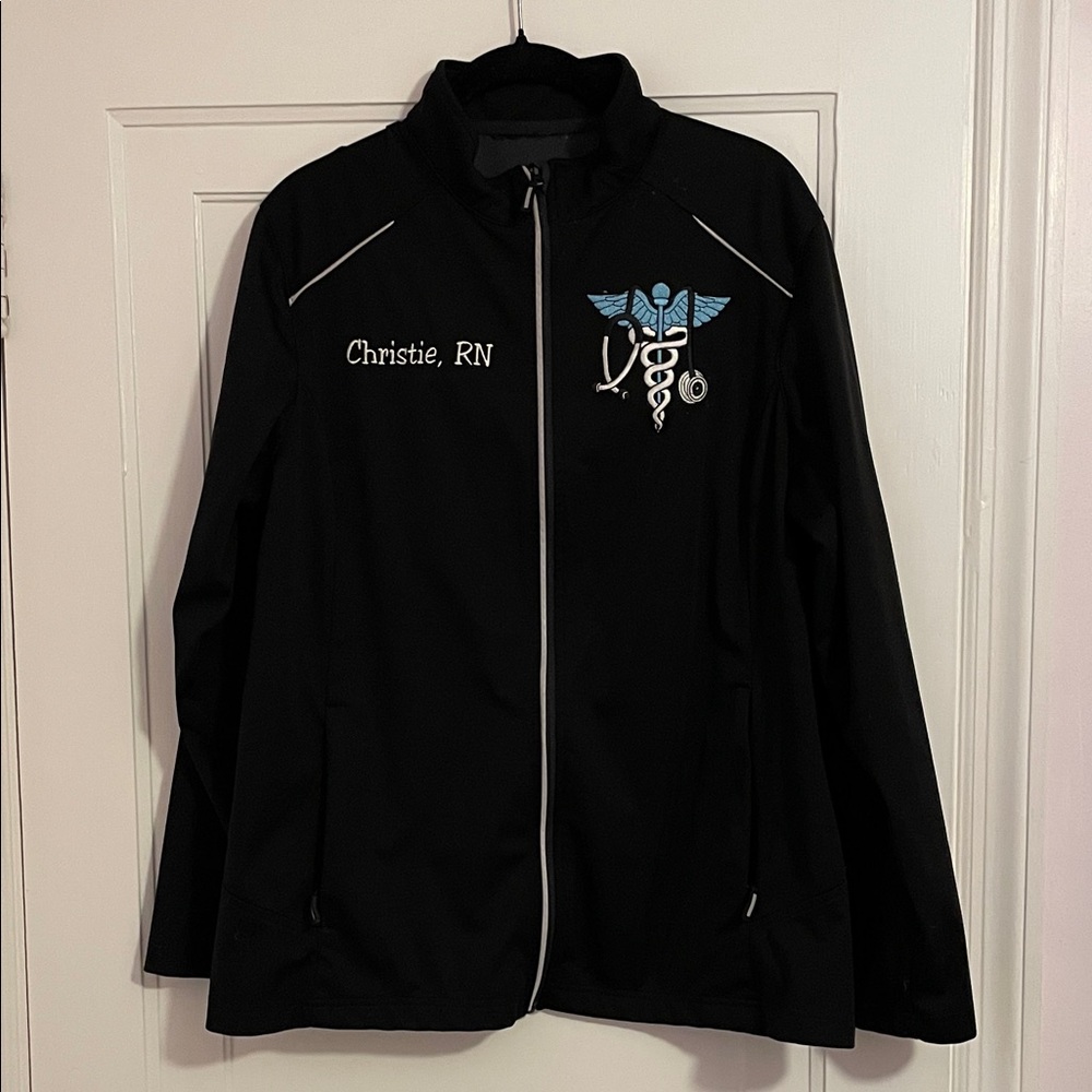 Lightweight Black Nurse Embroidered Jacket